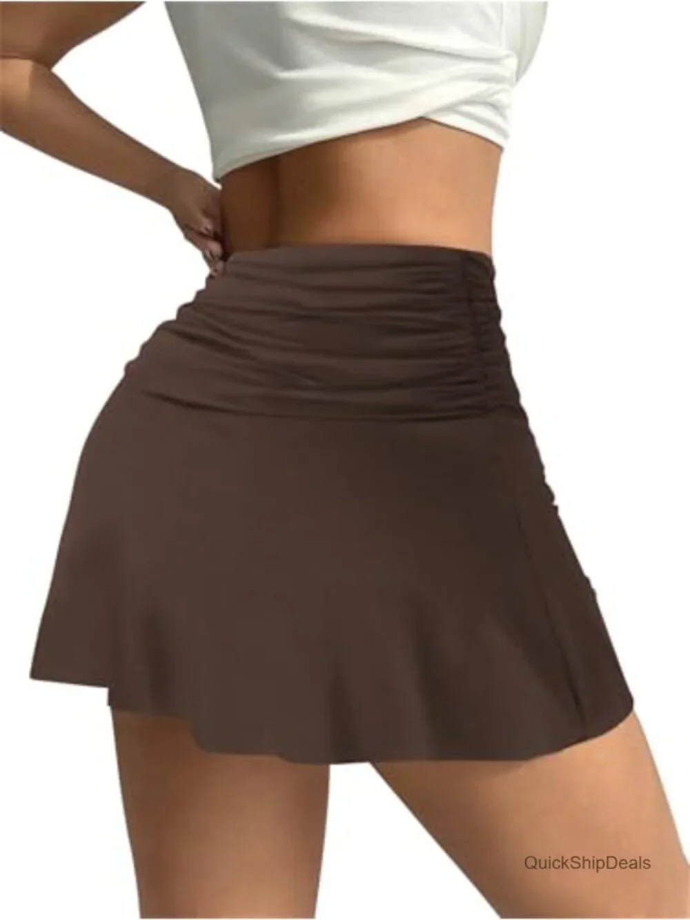Women Y2K A-Line Skort with Built-in Shorts High Waist Pleated Mini